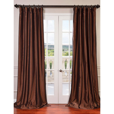 Copper Brown Blackout Faux Silk Taffeta Curtain