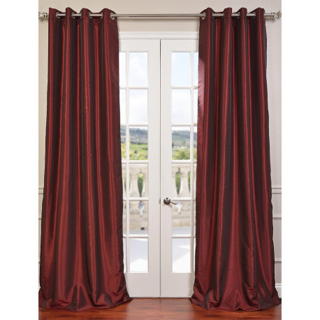 Ruby Grommet Blackout Vintage Textured Faux Dupioni Silk Curtain