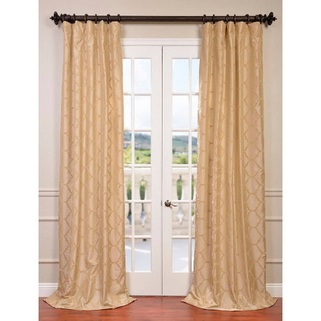 Marakesh Bone Flocked Faux Silk Taffeta Curtain