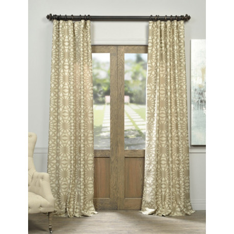 Lanaii Taupe Faux Silk Jacquard Curtain