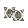 Ikat Black Printed Cotton Cushion Cover (Pair)