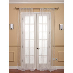 Pair (2 Panels) White Solid Faux Organza Sheer Curtain