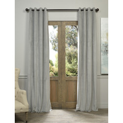 Signature Silver Grey Grommet Blackout Velvet Curtain