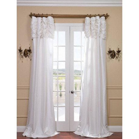 Eggshell Ruched Faux Solid Taffeta Curtain