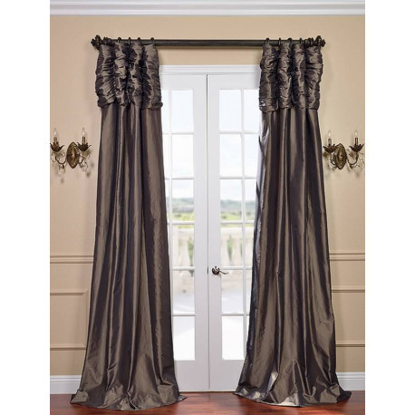 Mushroom Ruched Faux Solid Taffeta Curtain