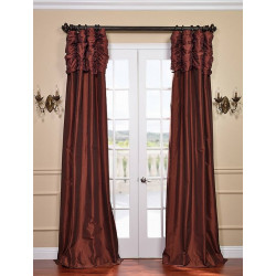 Paprika Ruched Faux Solid Taffeta Curtain