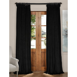 Signature Black Double Wide Velvet Blackout Pole Pocket Curtain