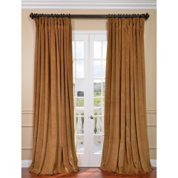 Signature Amber Gold Double Wide Velvet Blackout Pole Pocket Curtain