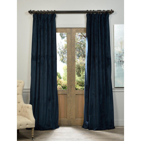 Signature Midnight Blue Blackout Velvet Curtain