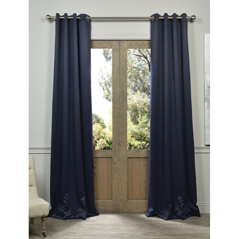 Navy Blue Grommet Blackout Curtain - Curtain-Drapery.com