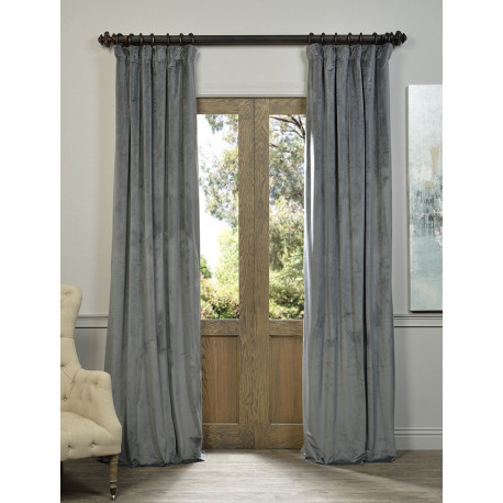 Signature Natural Grey Blackout Velvet Curtain