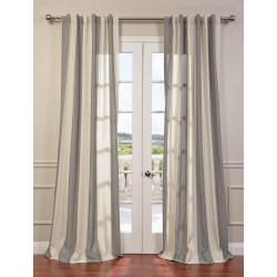 Del Mar Gray Linen Blend Stripe Curtain