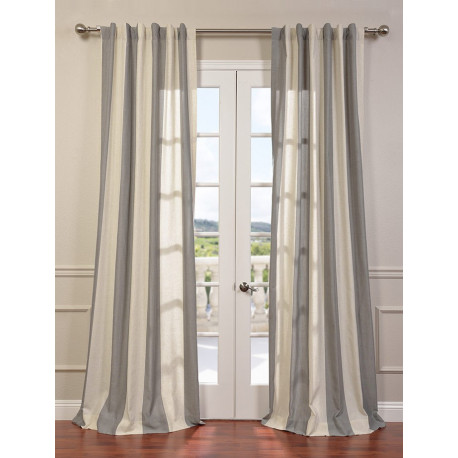 Del Mar Gray Linen Blend Stripe Curtain