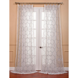 Florentina Silver Embroidered Sheer Curtain