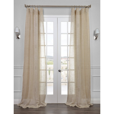 Open Weave Natural Linen Sheer Curtain