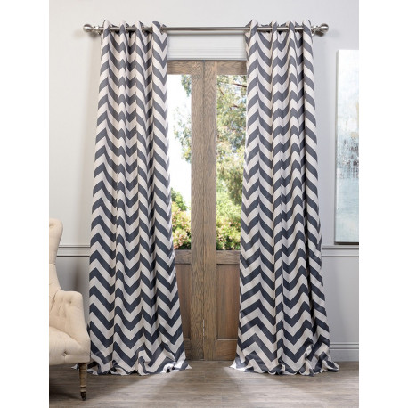 Fez Grey & Tan Grommet Blackout Curtain