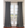 Phantom Grey Faux Linen Grommet Semi Sheer Curtain