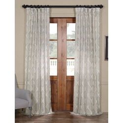 Dreamweaver Taupe Embroidered Faux Linen Curtain