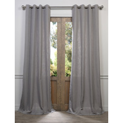 Pewter Grey Grommet Heavy Faux Linen Curtain