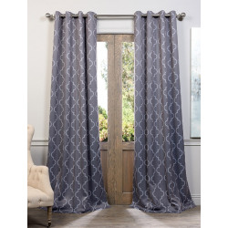 Seville Grey & Silver Grommet Blackout Curtain