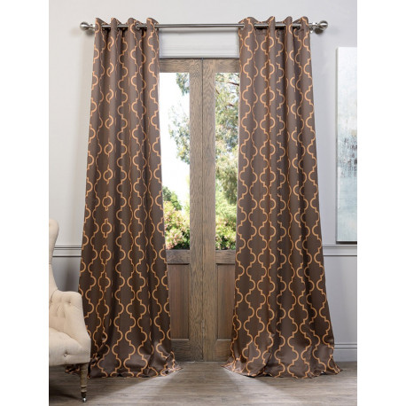 Seville Grey & Gold Grommet Blackout Curtain