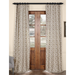 Martinique Taupe Printed Cotton Curtain