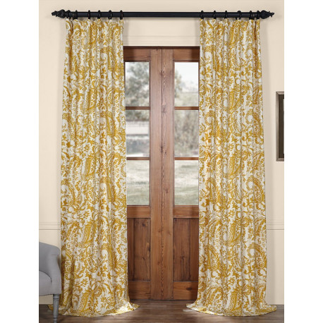 Edina Yellow Printed Cotton Curtain