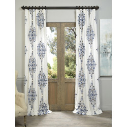 Kerala Blue Printed Cotton Twill Curtain