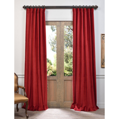 Red Vintage Cotton Velvet Curtain