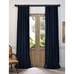 Navy Vintage Cotton Velvet Curtain