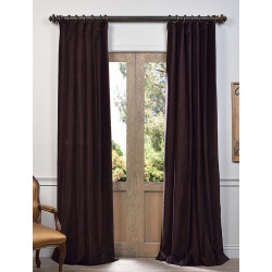 Espresso Vintage Cotton Velvet Curtain