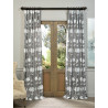 Ginko Grey Embroidered Crewel Faux Linen Curtain