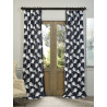 Plume Navy Embroidered Crewel Faux Linen Curtain