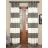 Slate Grey & Off White Horizontal Stripe Curtain