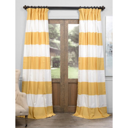 Quince Yellow & Off White Horizontal Stripe Curtain