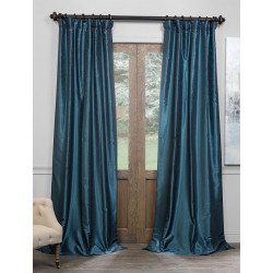 Peacock Blackout Vintage Textured Faux Dupioni Curtain