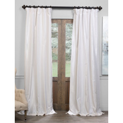 Off White Blackout Vintage Textured Faux Dupioni Curtain