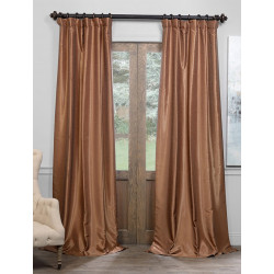 Flax Gold Blackout Vintage Textured Faux Dupioni Curtain