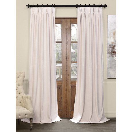 Signature Ivory Pleated Blackout Velvet Curtain