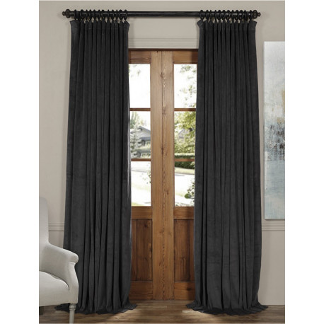 Signature Gunmetal Grey Doublewide Blackout Velvet Curtain