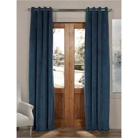 Signature Twilight Blue Grommet Blackout Velvet Curtain