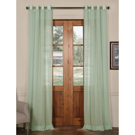 Rio Sky Grommet Solid Faux Linen Sheer Curtain