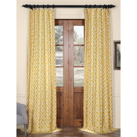 Martinique Yellow Printed Cotton Curtain